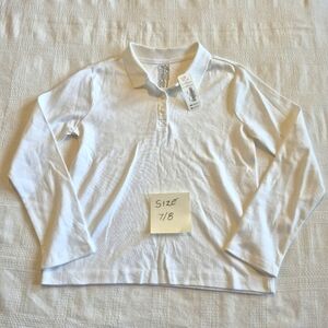 Gymboree girls size 7/8 or Medium white long sleeve polo collar shirt NWT